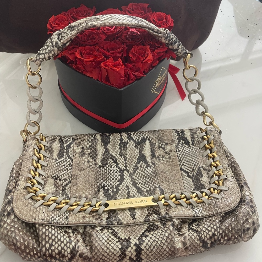 Michael Kors Collection Python Leather Shoulder B… - image 1